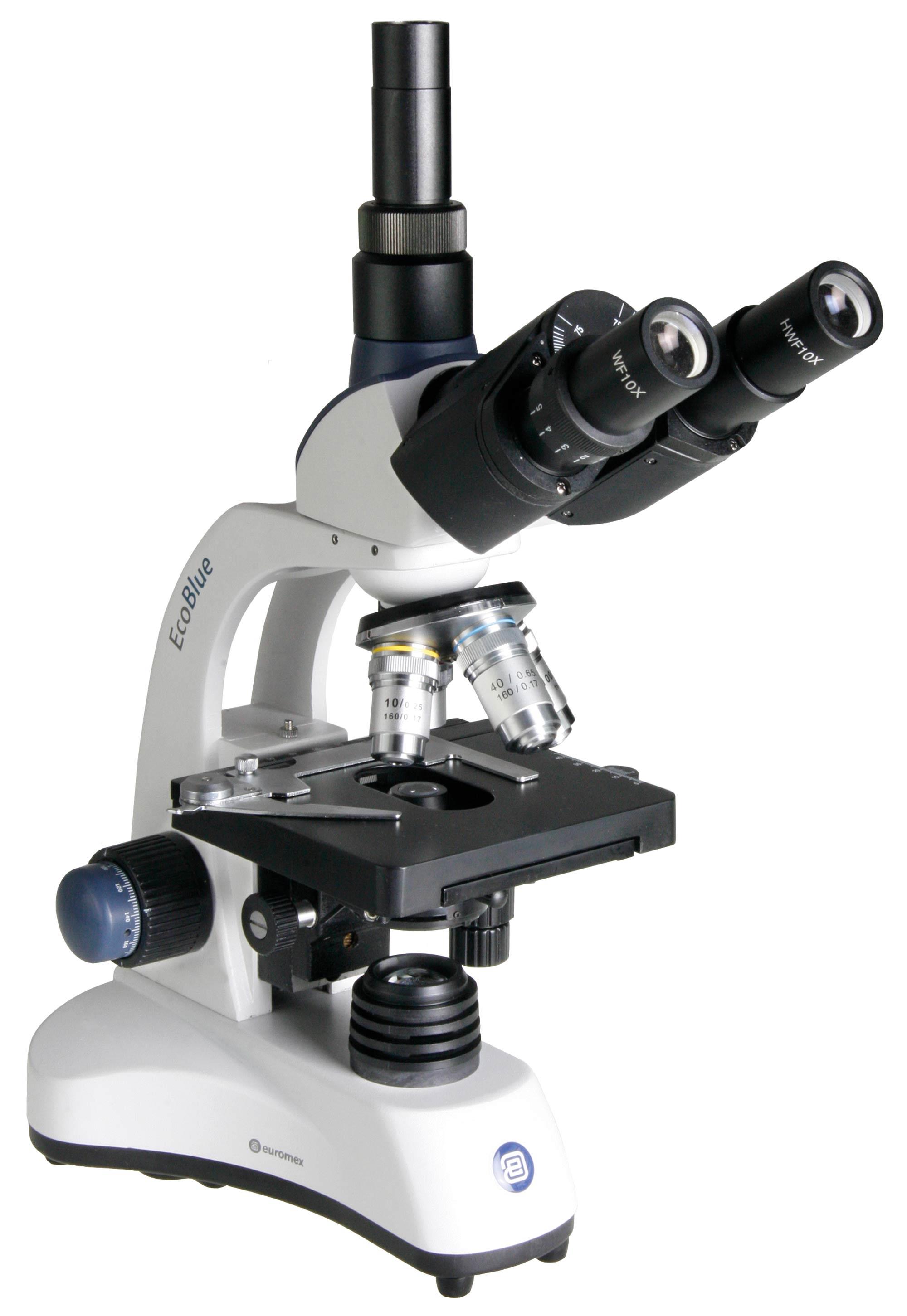 Schülermikroskop Typ EcoBlue 1153 Trino Trinokulartubus 30°, um 360° drehbar Weitfeld-Okularpaar WF