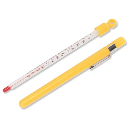 Taschenthermometer mit gelber Schutzhülle Messbereich -10° bis 110° C Skalenteilung 1°C Abmessung 16